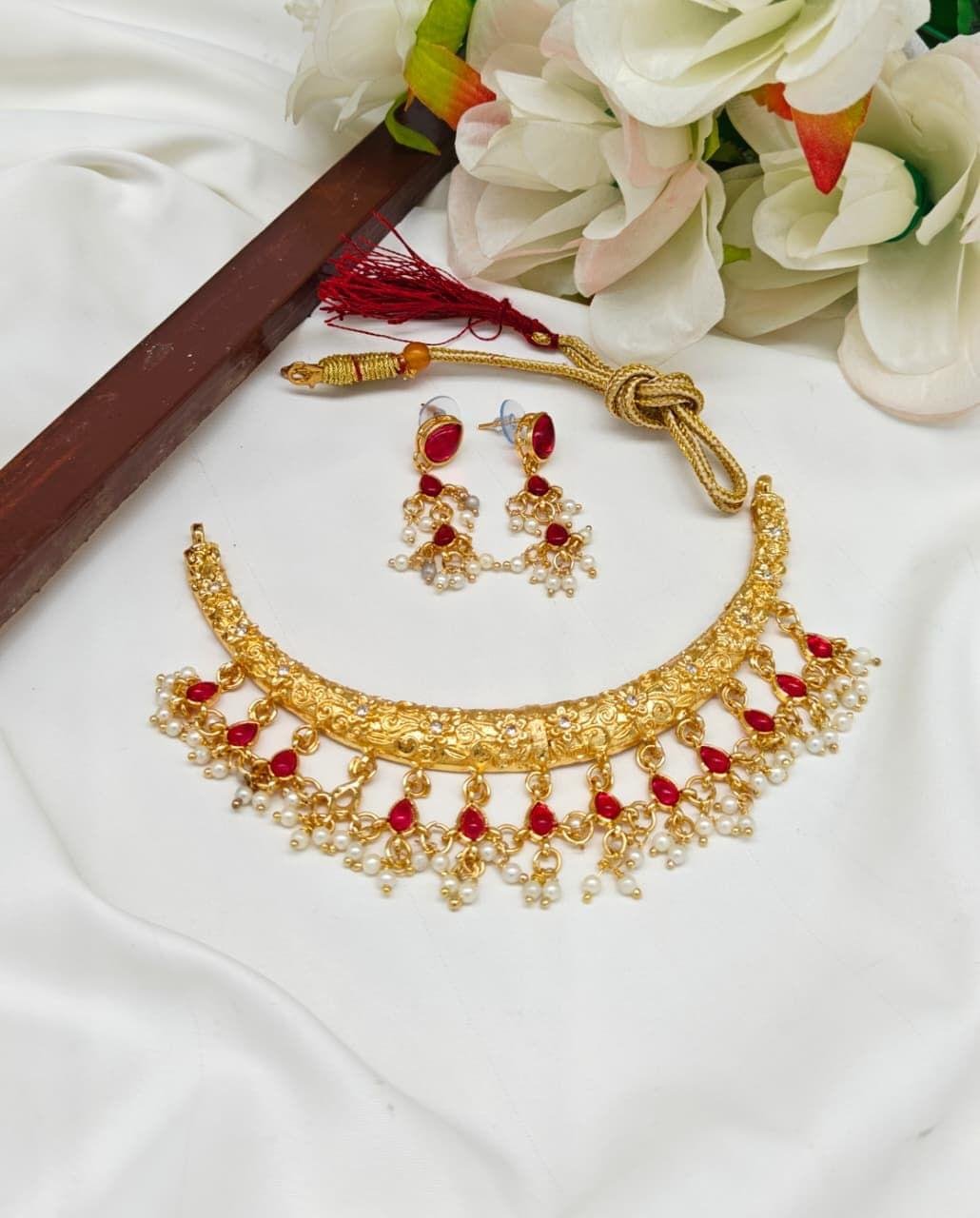 Traditional Necklace set for women Jewellery set with Earrings For Girls/Women / Jewellery Sets for Women Gold Plated