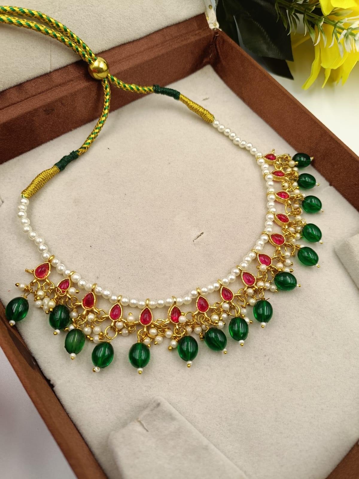 Maharani Green Pearl Rajputi Jewelry Set